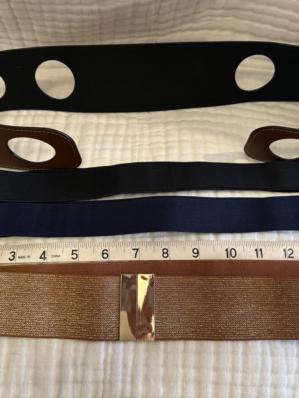 Women’s Elastic Belt Set with Black, Navy and Brown Straps